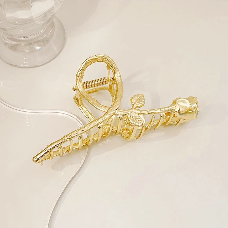 Elegant Gold Colored Flower Hair Clips Headband