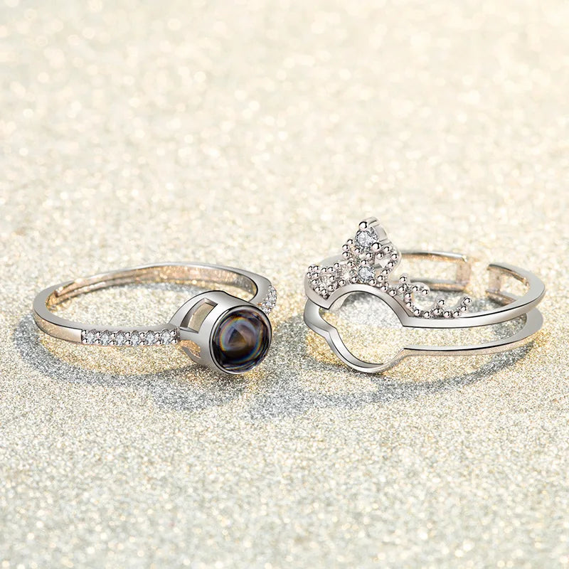 925 Sterling Silver Black Pearl Zircon Ring