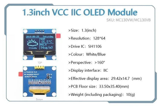 Blue Word OLED Display Module 12864 SSD1306