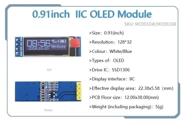 Blue Word OLED Display Module 12864 SSD1306