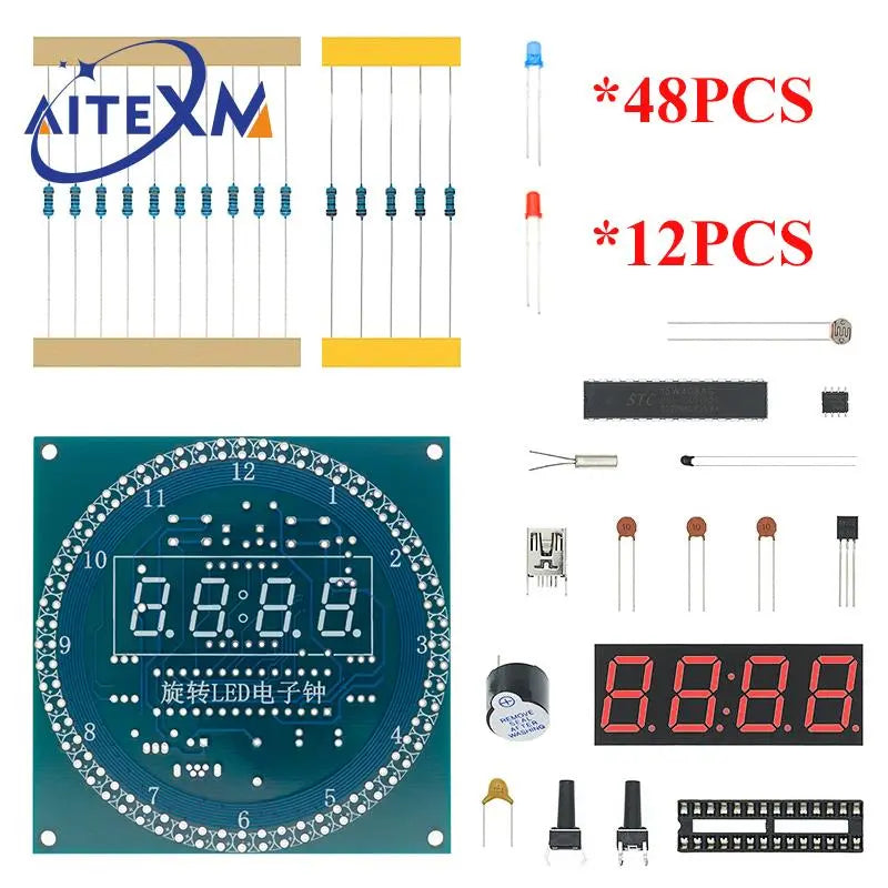 Rotating LED Display Alarm Clock Kit