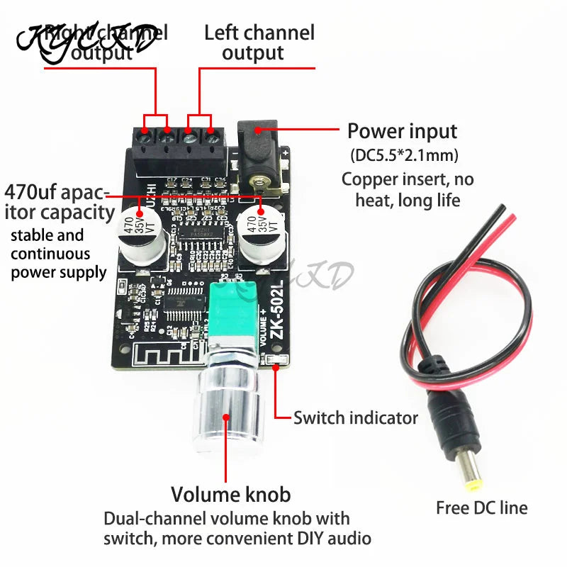 Bluetooth-Compatible 5.0 Amplifier Board 50W+50W