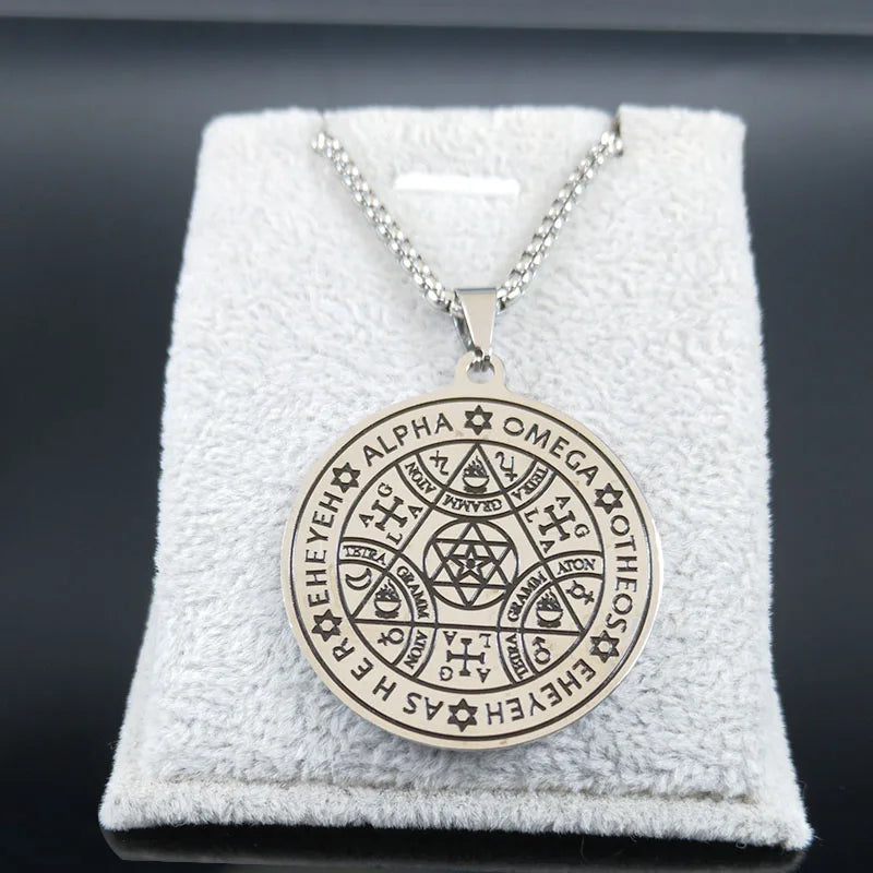 Stainless Steel Wheel of Fortune Necklace