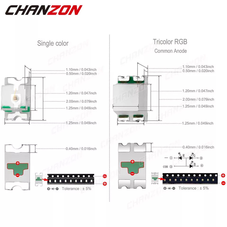 LED Diode Chip Kit in Multiple Colors