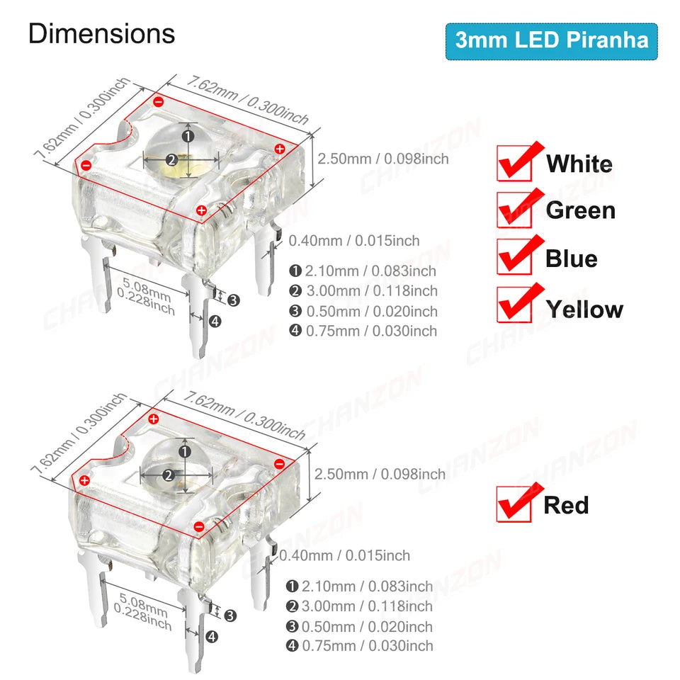 Pack of 100 Superflux LED Diodes