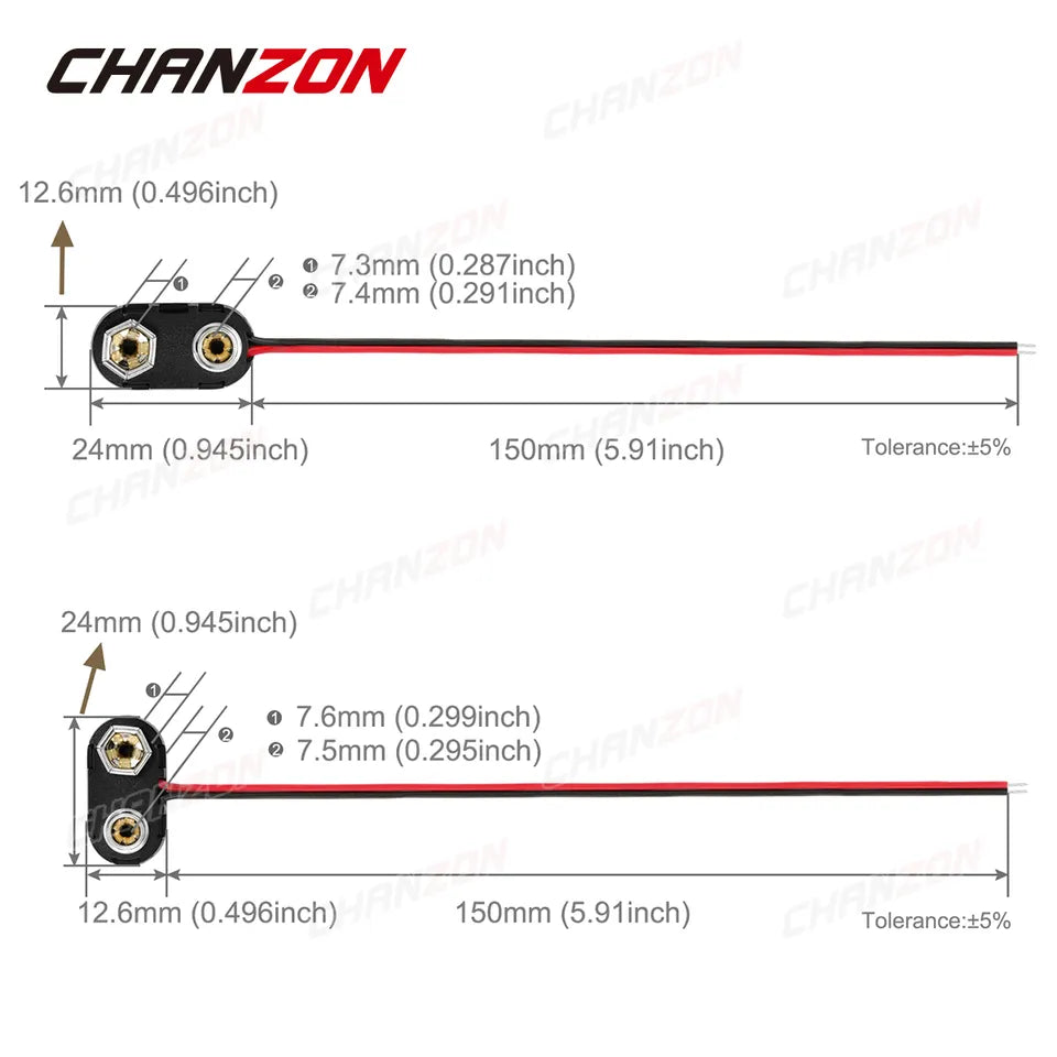 9V Battery Power Connector Snap Clip