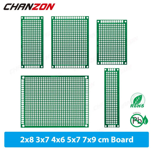 34 Pcs ( 2X8 3X7 4X6 5X7 7x9 cm ) Double Sided Printed Universal Circuit PCB Board Tinned Prototype Kit FR4 Perfboard Assortment