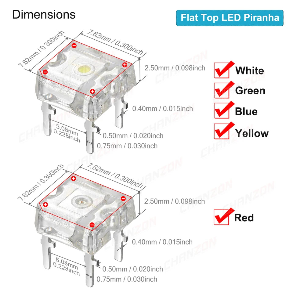 Pack of 100 Superflux LED Diodes