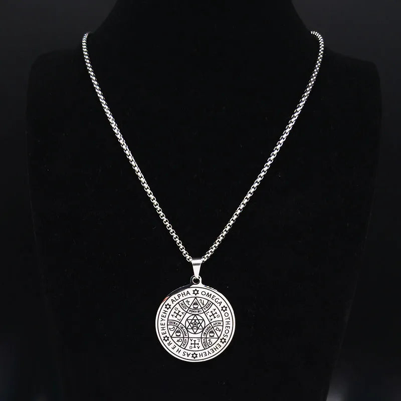 Stainless Steel Wheel of Fortune Necklace