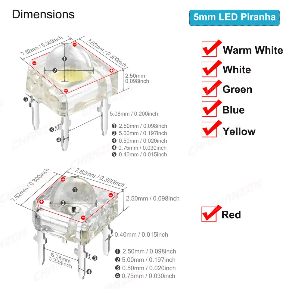 Pack of 100 Superflux LED Diodes