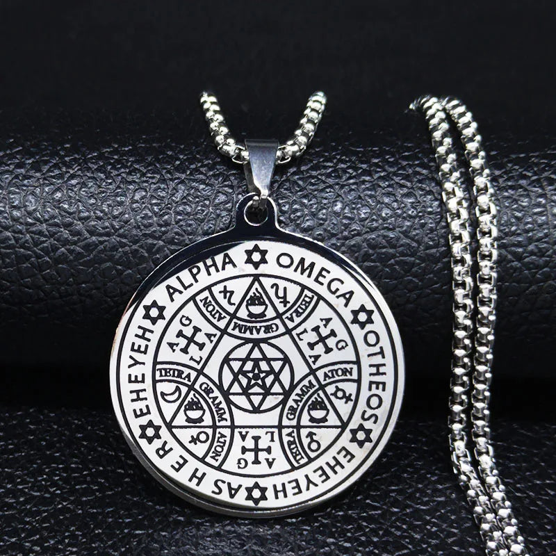 Stainless Steel Wheel of Fortune Necklace