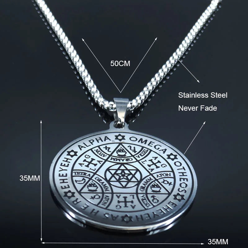 Stainless Steel Wheel of Fortune Necklace