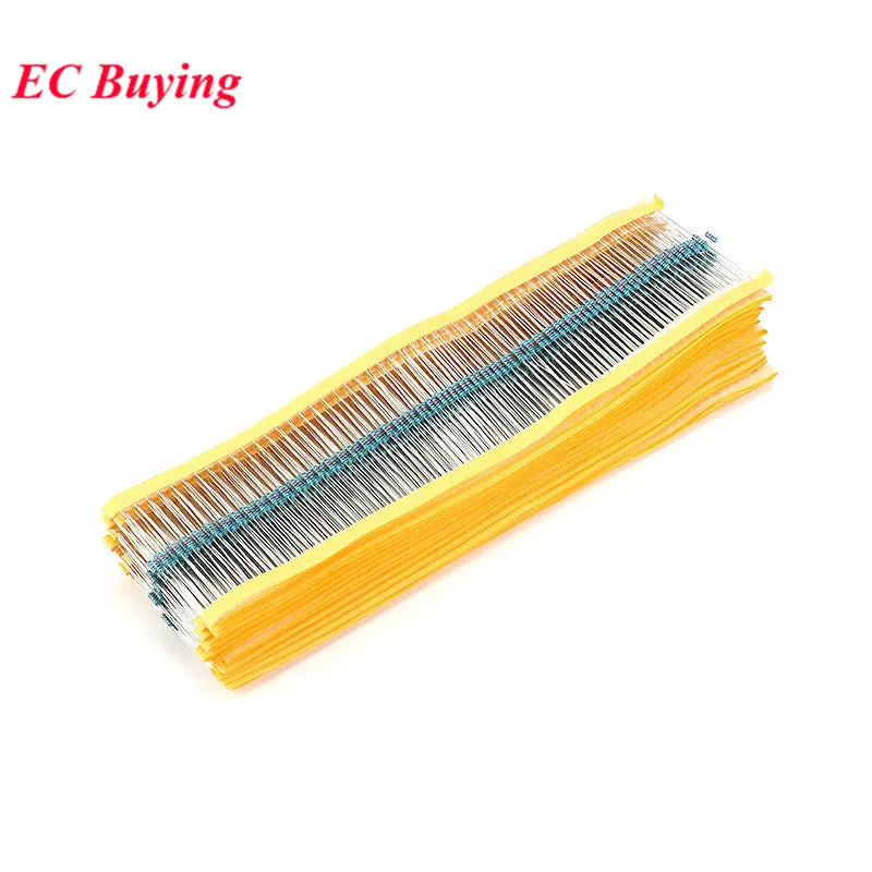 50pcs 1/2W 1% Metal Film Resistor 1R-1M 100K 100&Omega; 100R 1K 4.7K 470K 470&Omega; 200 120 150 620 220 560 330 510 2R R ohm &Omega; Resistance