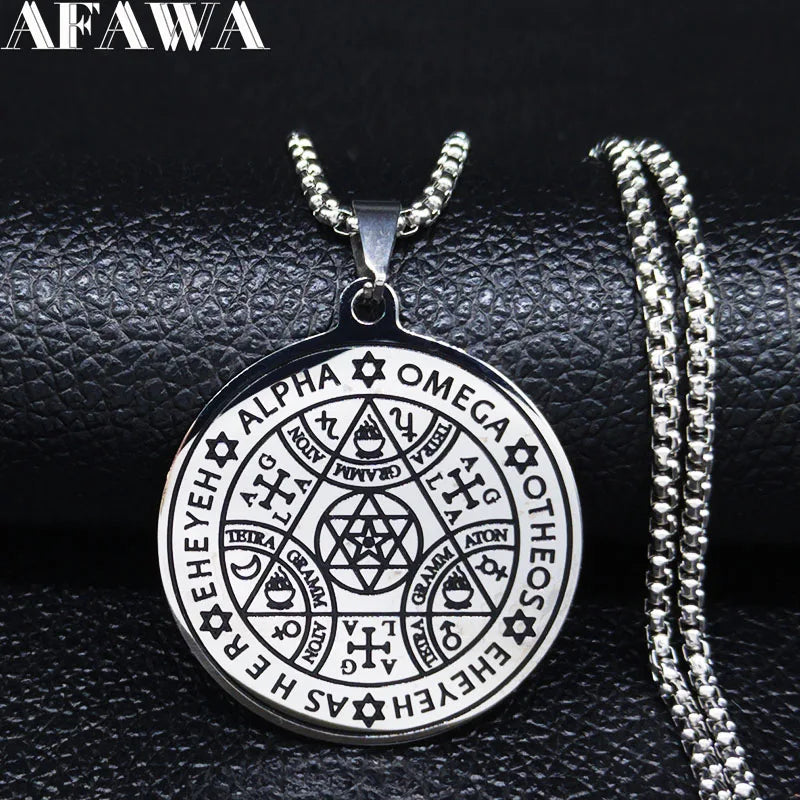 Stainless Steel Wheel of Fortune Necklace