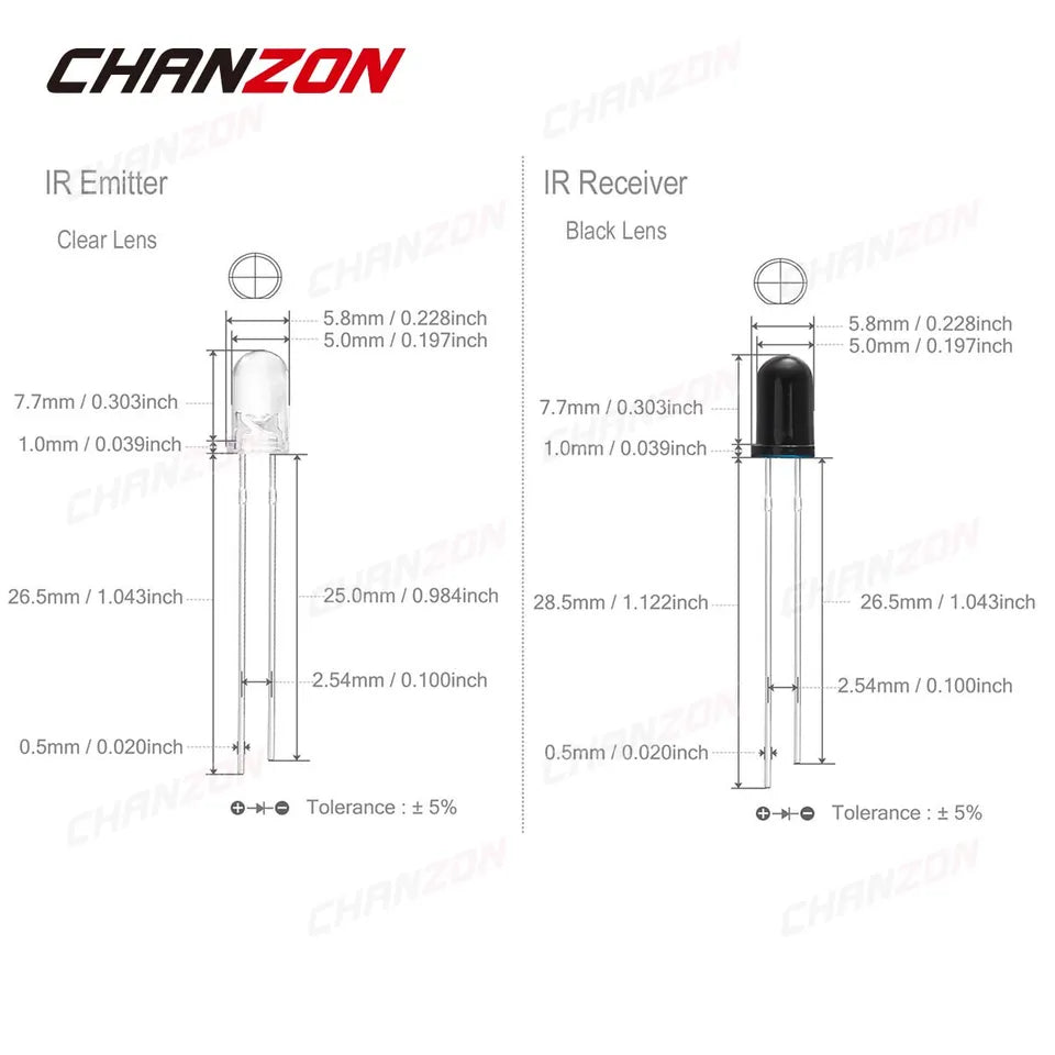 Infrared Transmitter Receiver Photodiode Invisible LED