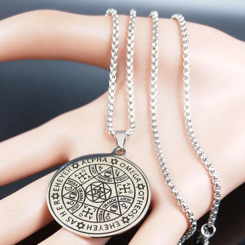 Stainless Steel Wheel of Fortune Necklace