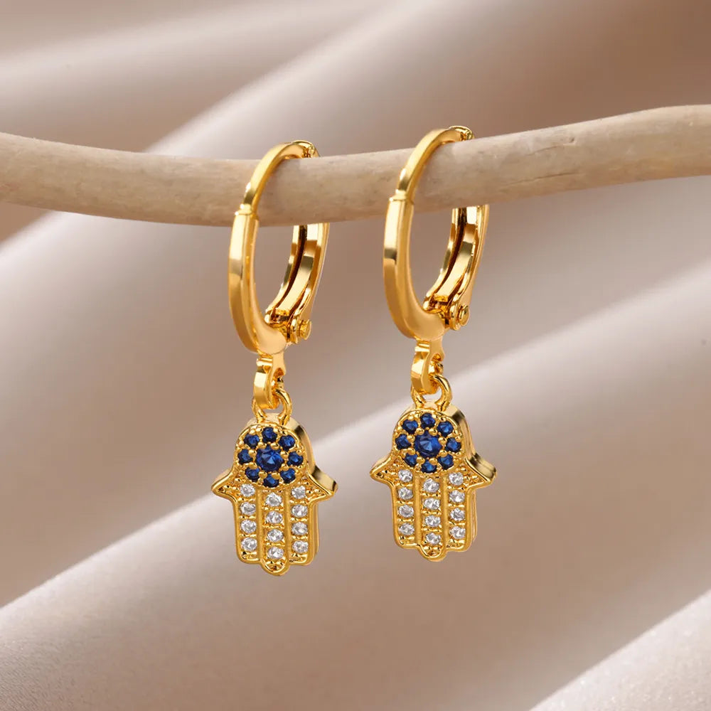 Aesthetic Luxury Zircon Evil Eye Hoop Earrings