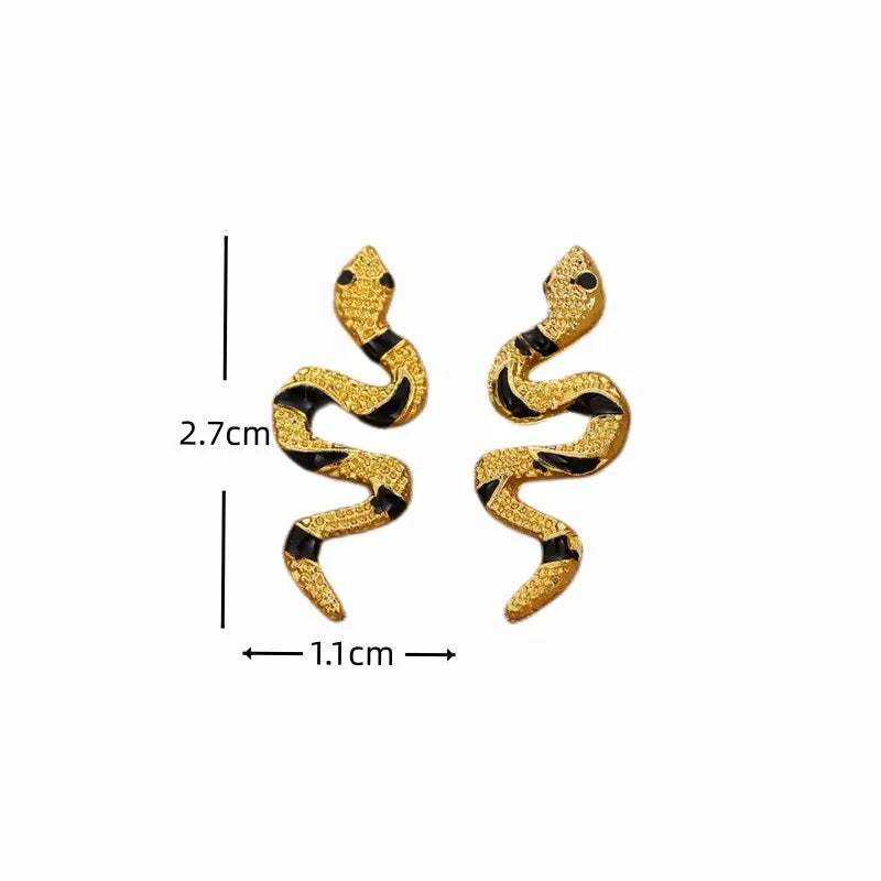 Trendy Gold Snake Stud Earrings