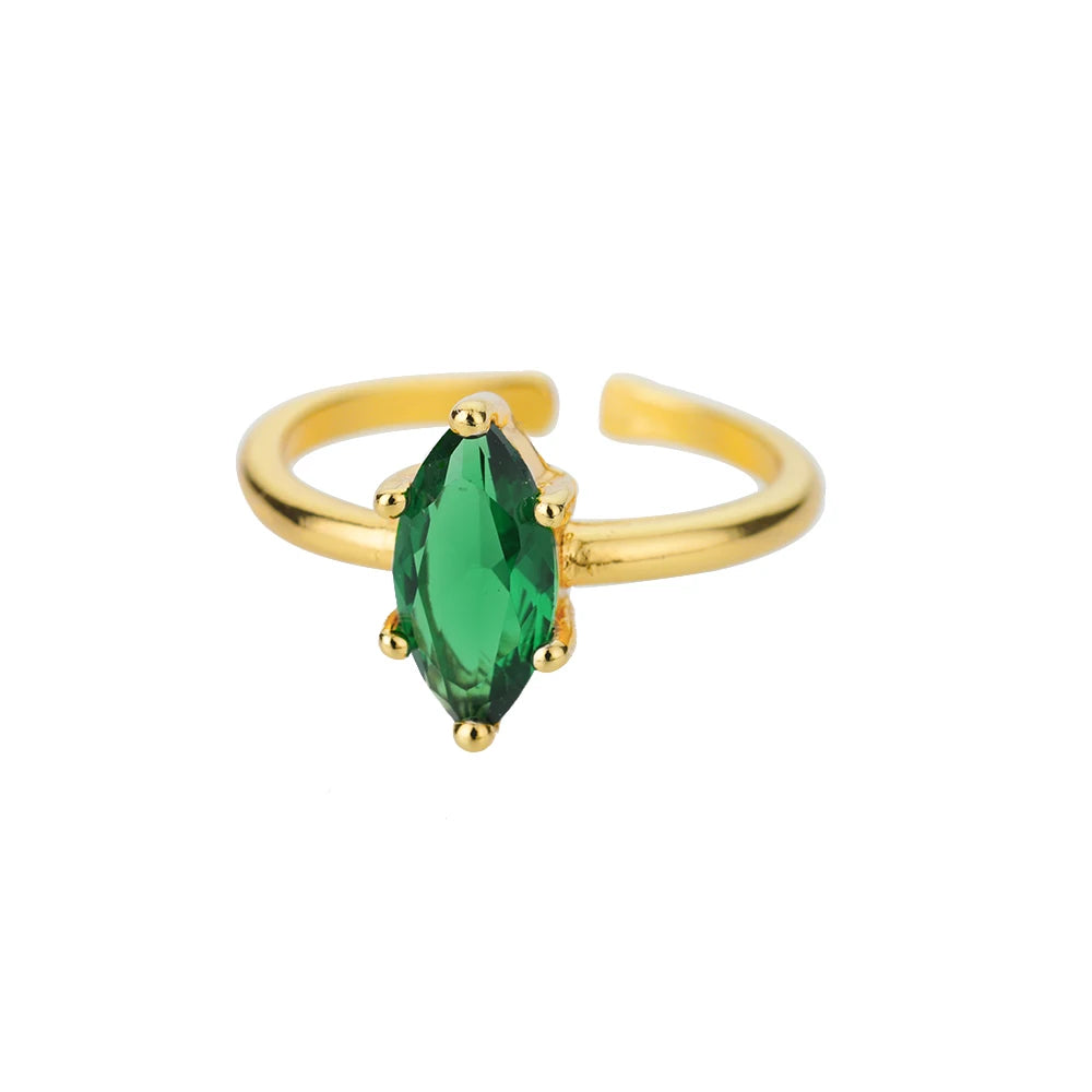 Adjustable Luxury Green Zircon Rings