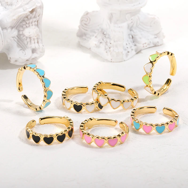 Simple Light Luxury Multicolor Love Heart Ring