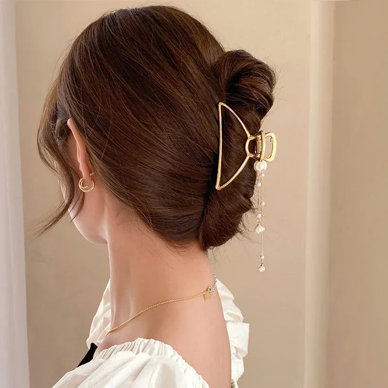 Geometric Hair Clips: Gold Metal Hair Accessories