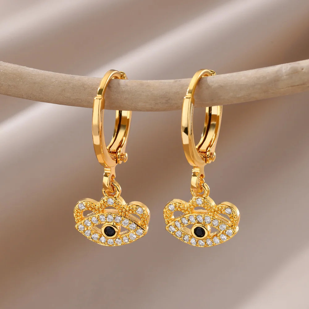 Aesthetic Luxury Zircon Evil Eye Hoop Earrings