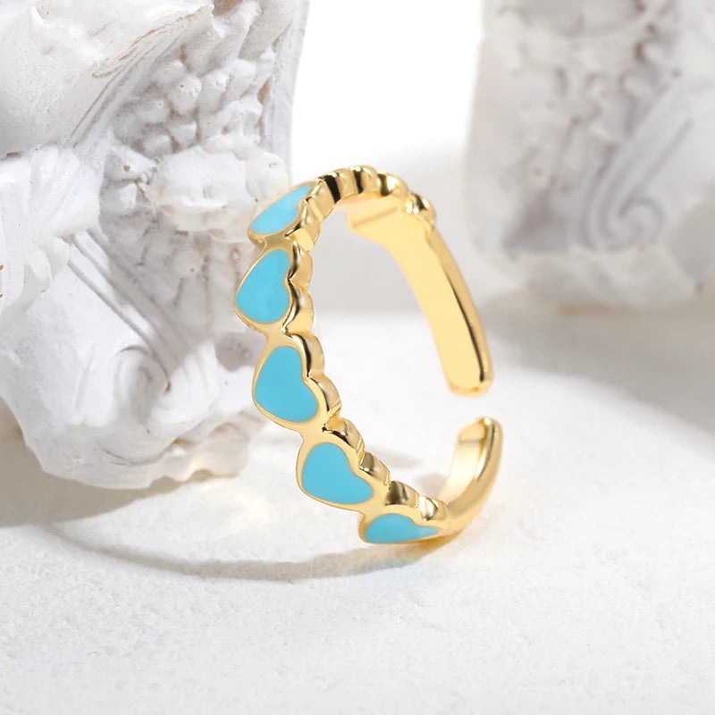 Simple Light Luxury Multicolor Love Heart Ring