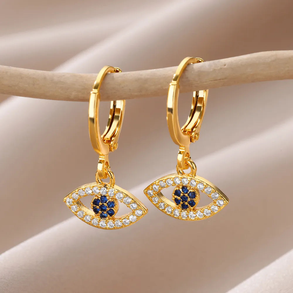 Aesthetic Luxury Zircon Evil Eye Hoop Earrings