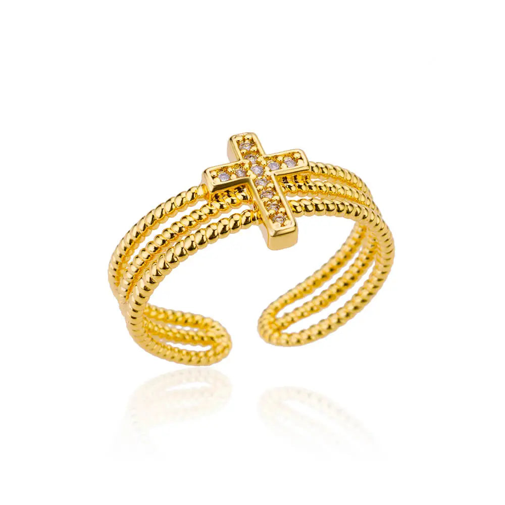 Stainless Steel Gold Plated Zircon Rings