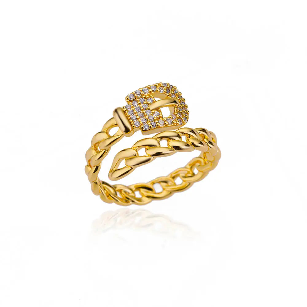 Stainless Steel Gold Plated Zircon Rings