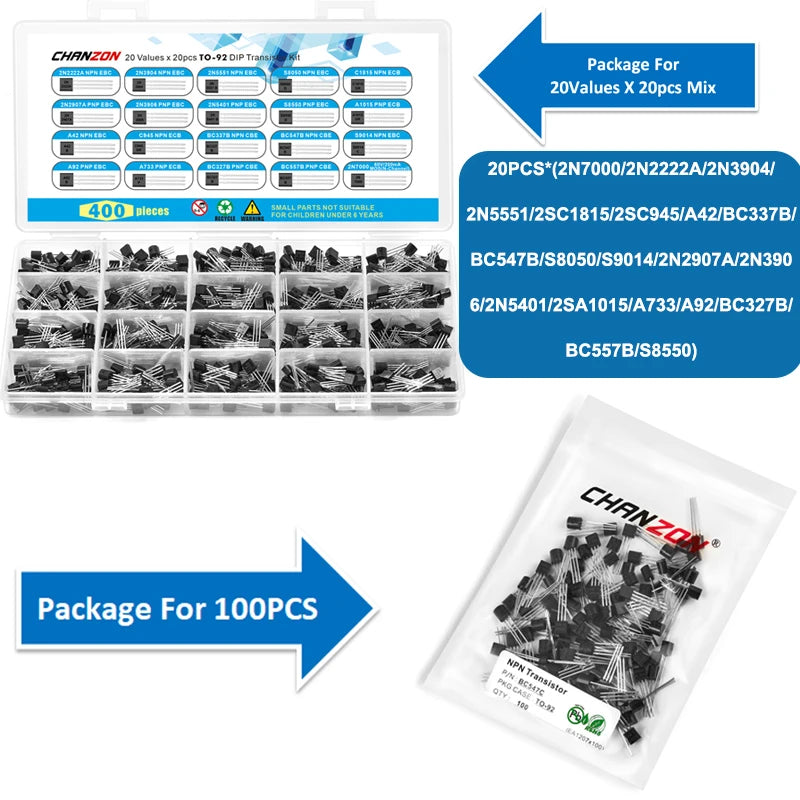 TO92 NPN PNP Transistor Kit