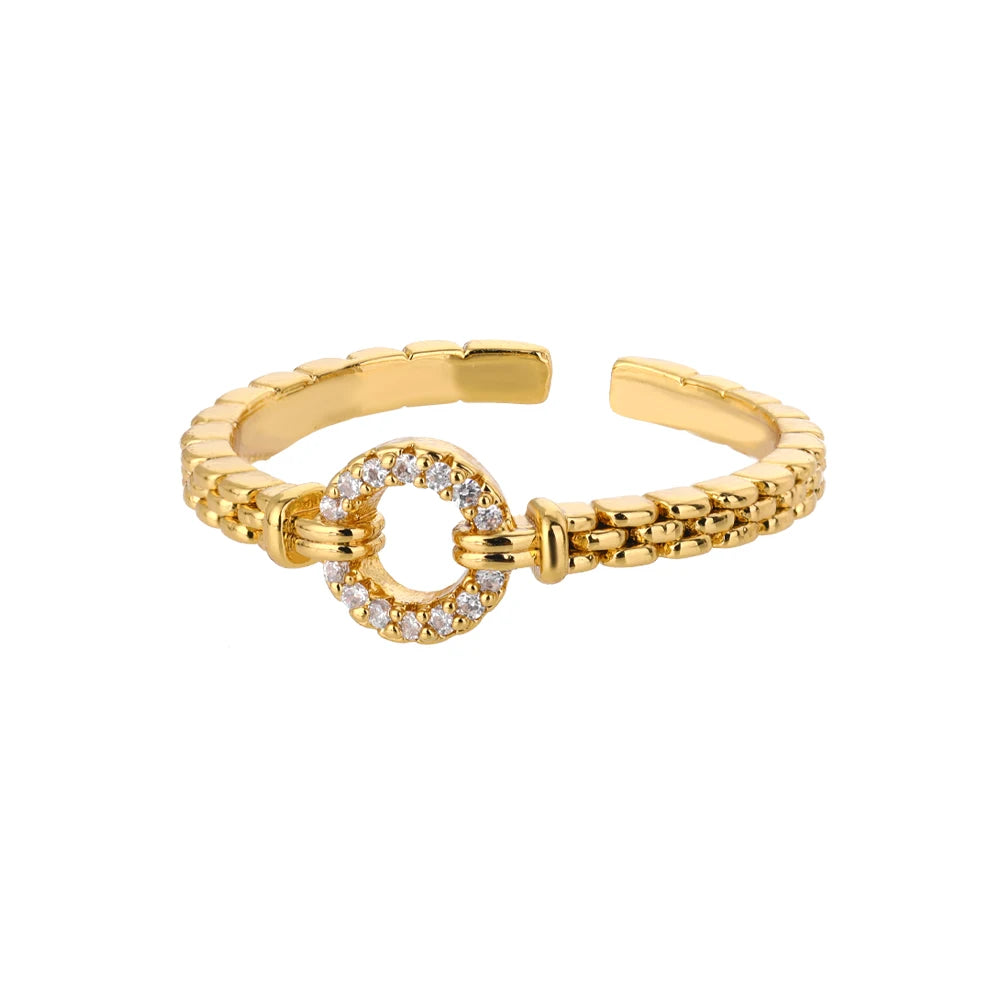 Stainless Steel Gold Plated Zircon Rings