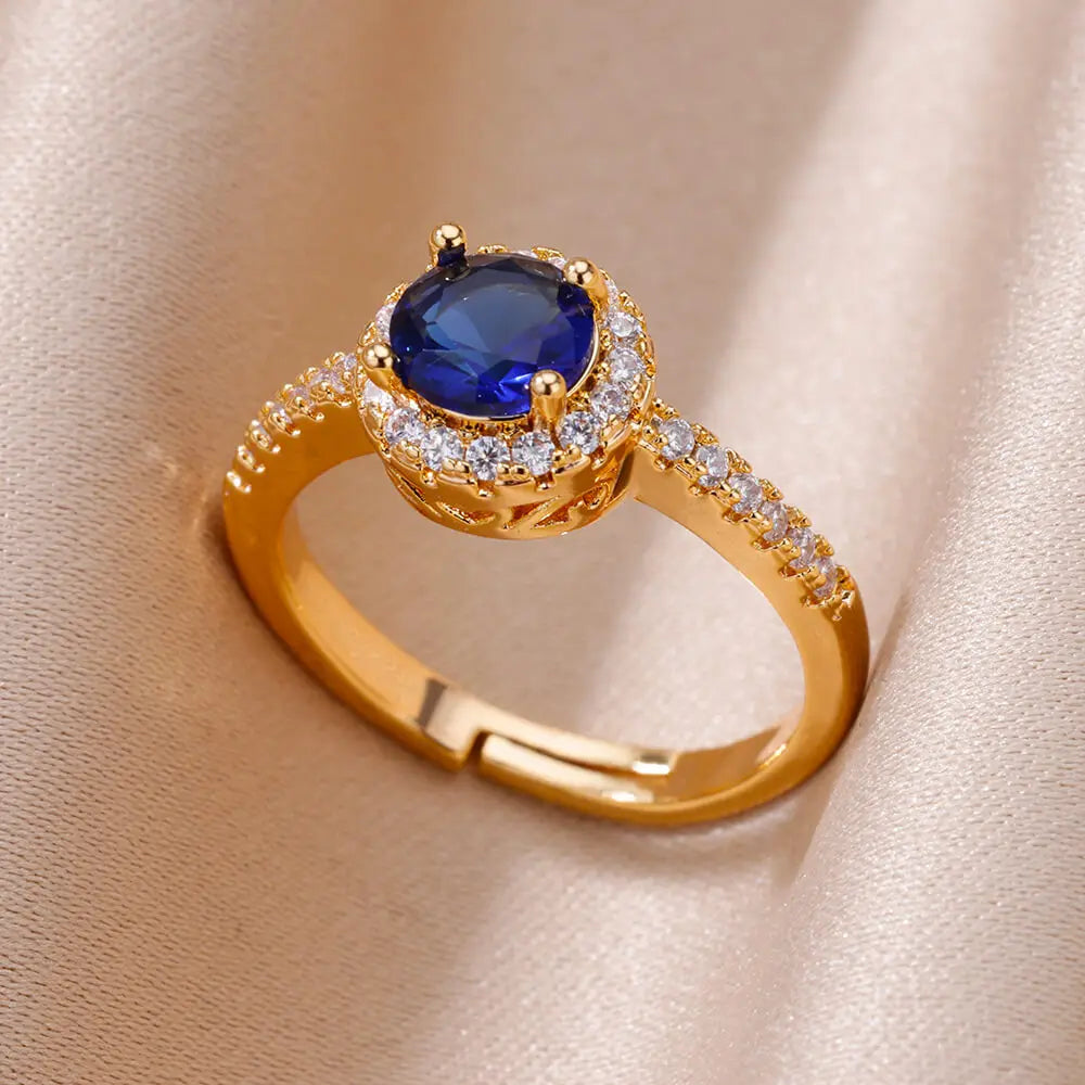 Stainless Steel Gold Plated Zircon Rings