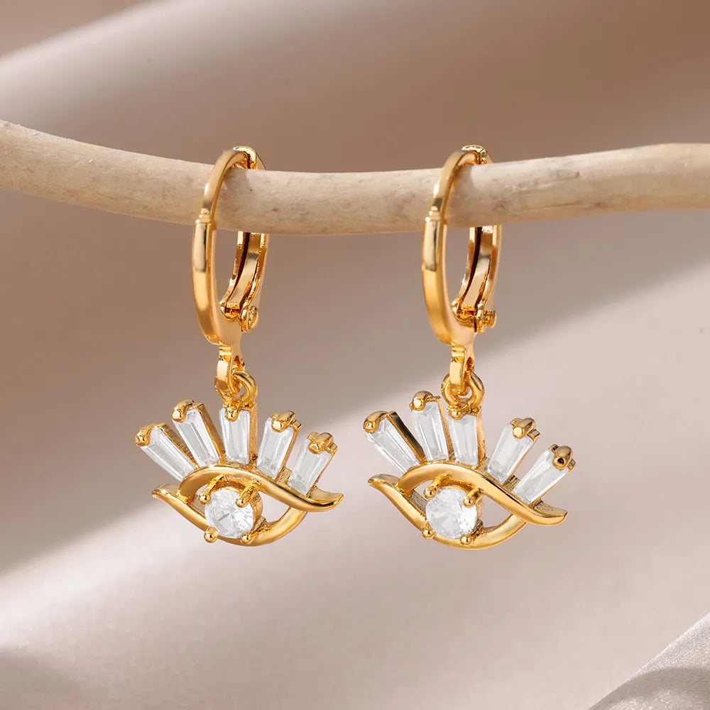 Aesthetic Luxury Zircon Evil Eye Hoop Earrings