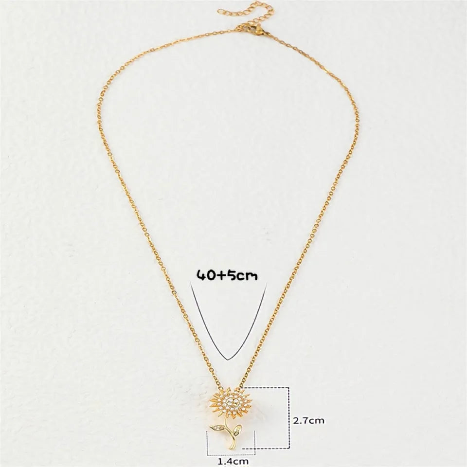 Zircon Sunflower Pendant Necklace: Fashion Party Jewelry