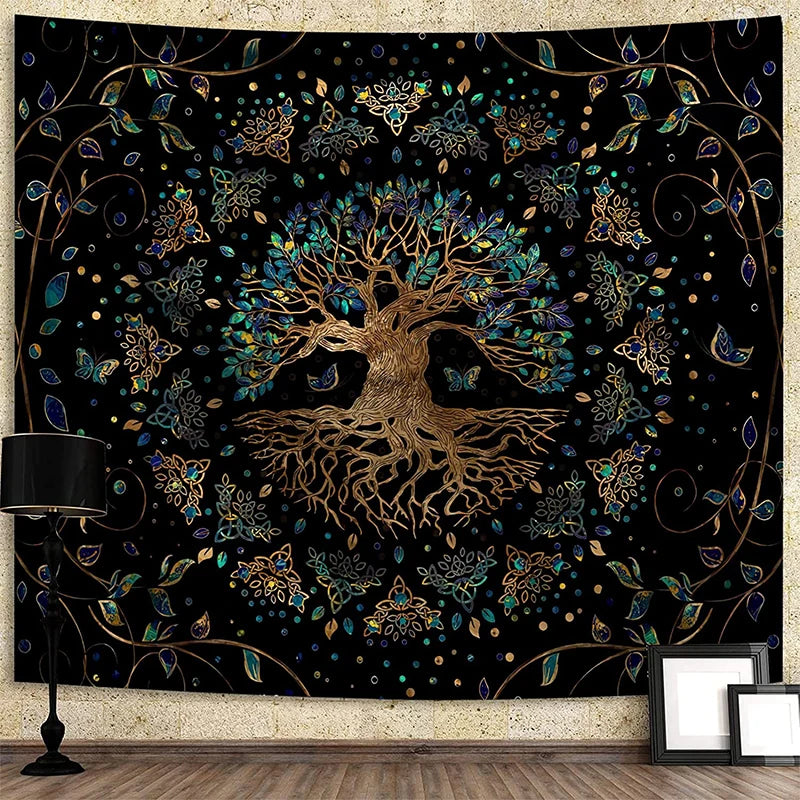 Trippy Tree of Life Mandala Tapestry