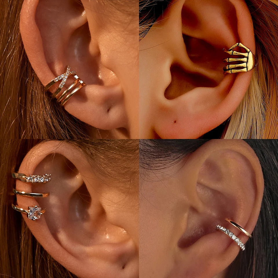 Skull Hand Ear Cuffs with Zircon