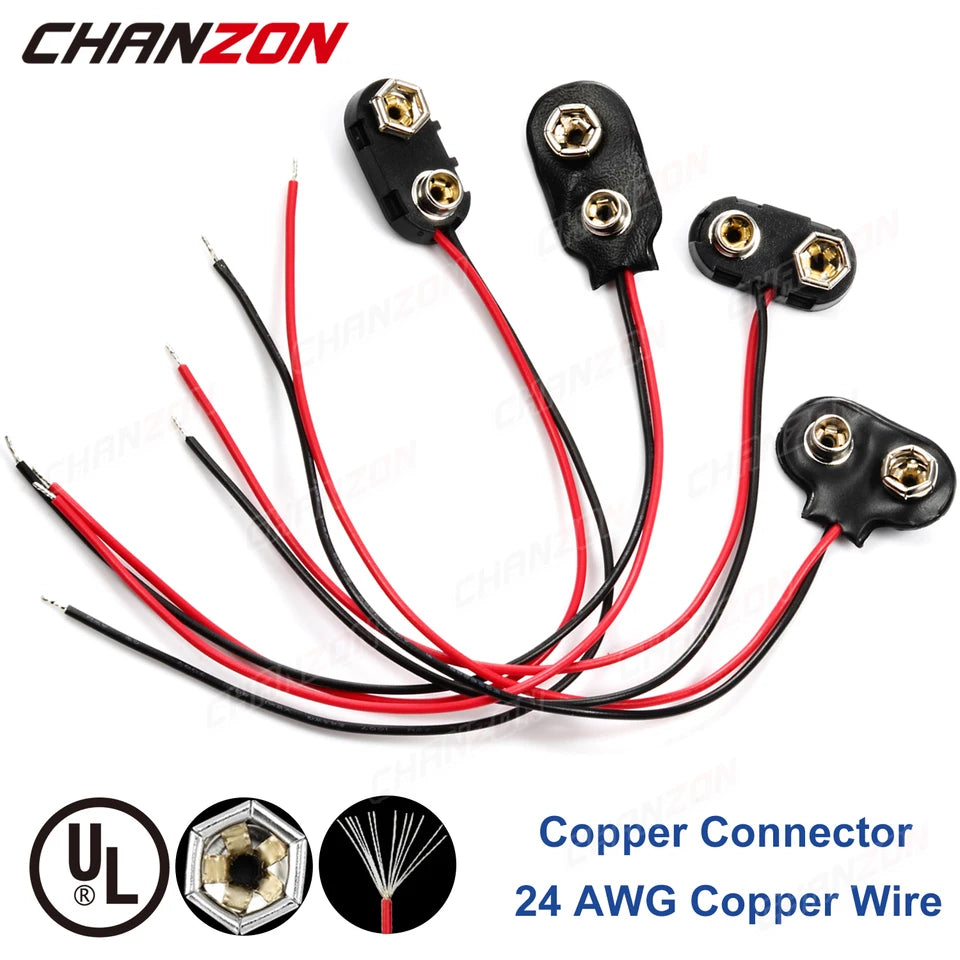 9V Battery Power Connector Snap Clip