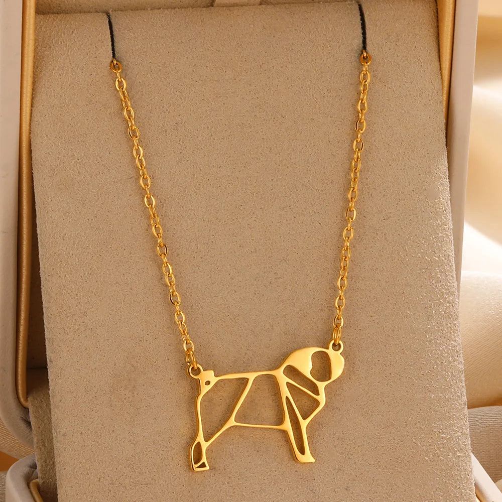 Gold Origami Animal Stainless Steel Pendant