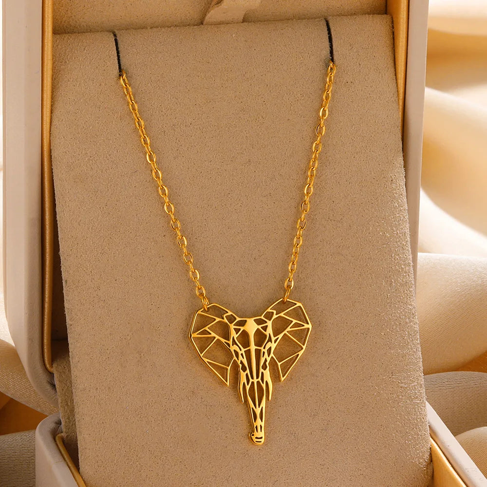 Gold Origami Animal Stainless Steel Pendant