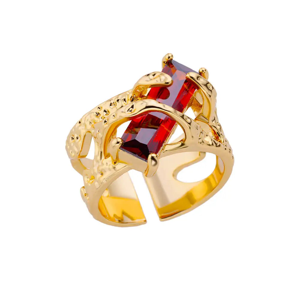 Gold Color Zircon Heart Rings