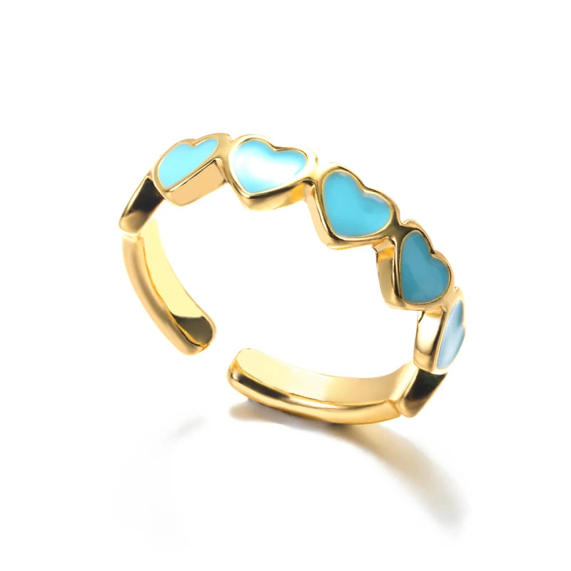 Simple Light Luxury Multicolor Love Heart Ring