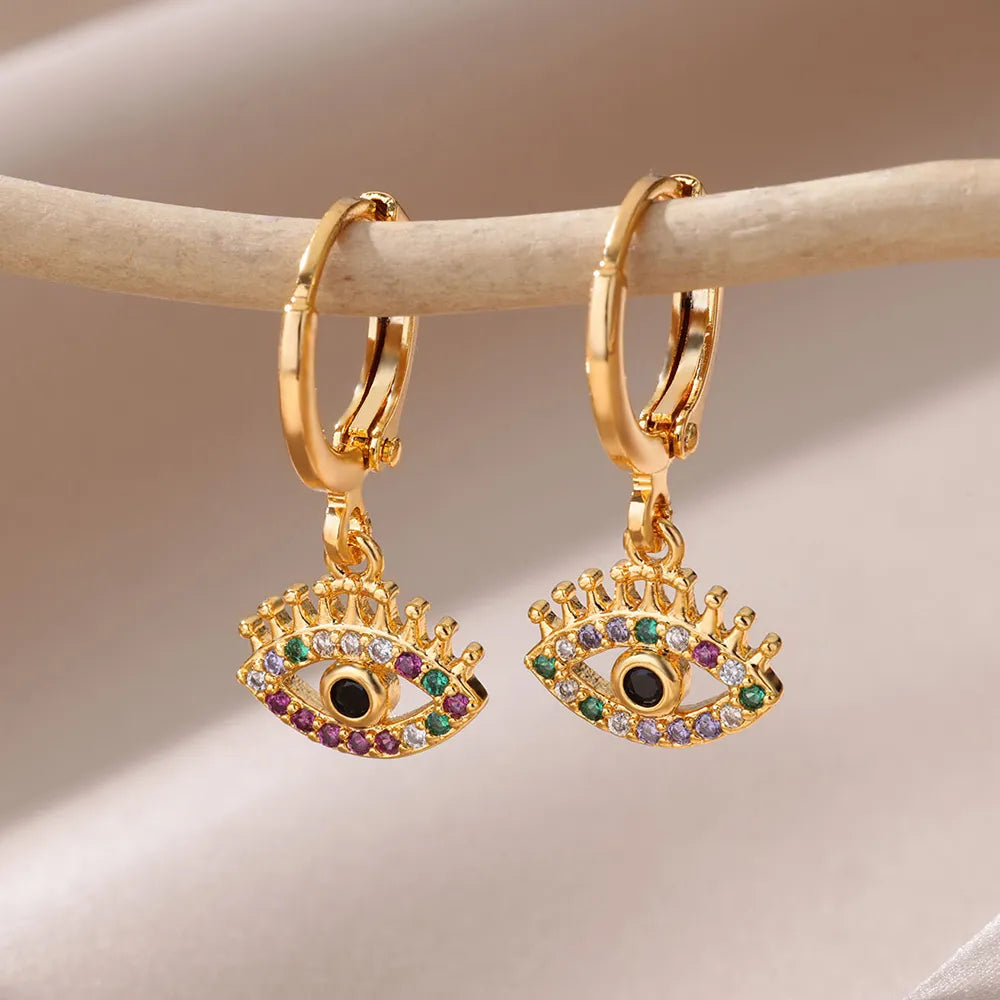 Aesthetic Luxury Zircon Evil Eye Hoop Earrings