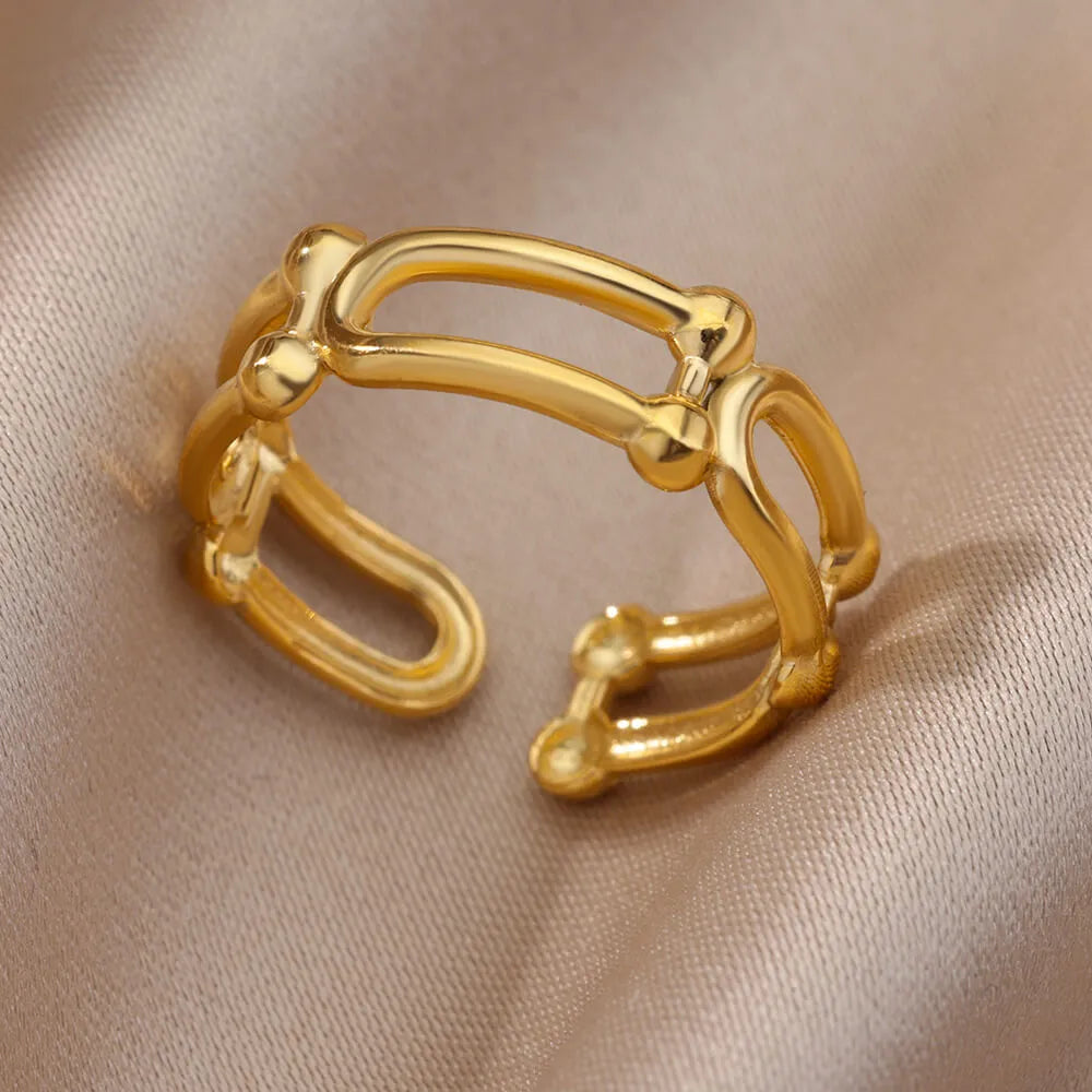 Stainless Steel Gold Plated Zircon Rings