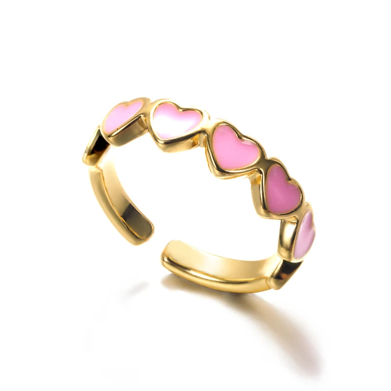 Simple Light Luxury Multicolor Love Heart Ring