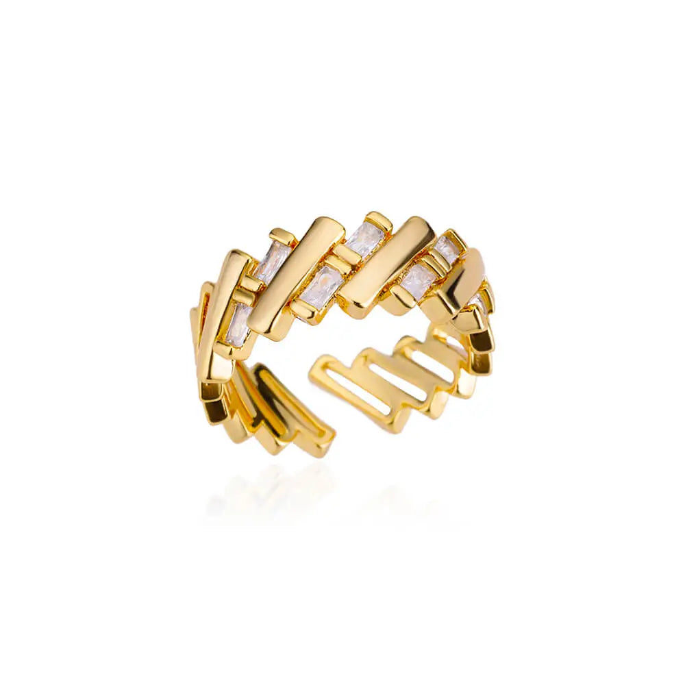 Stainless Steel Gold Plated Zircon Rings