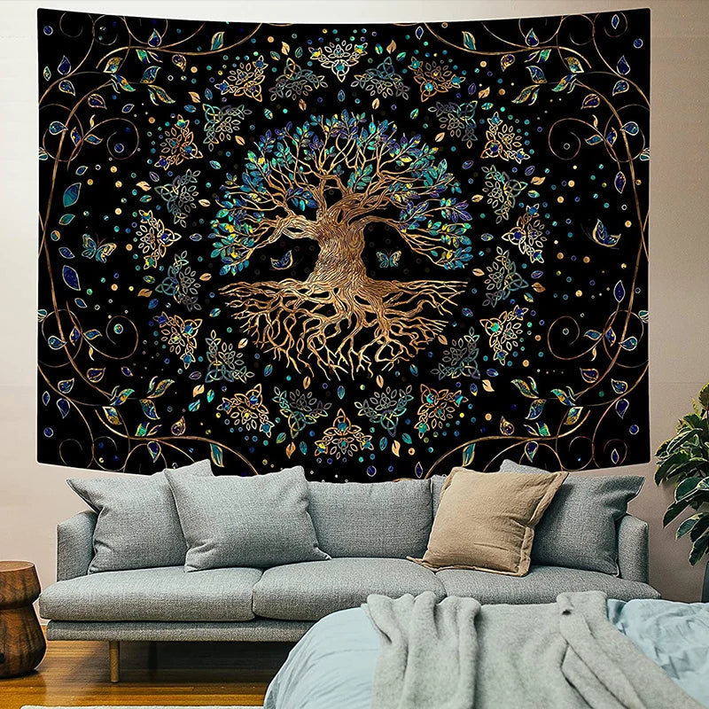 Trippy Tree of Life Mandala Tapestry