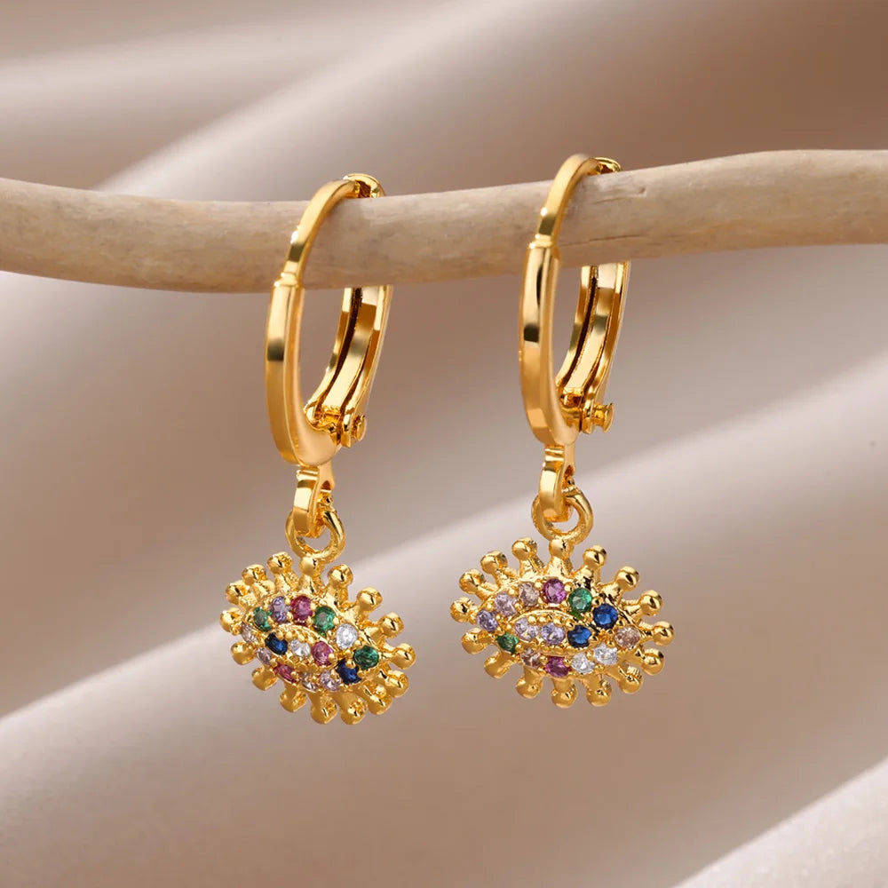 Aesthetic Luxury Zircon Evil Eye Hoop Earrings