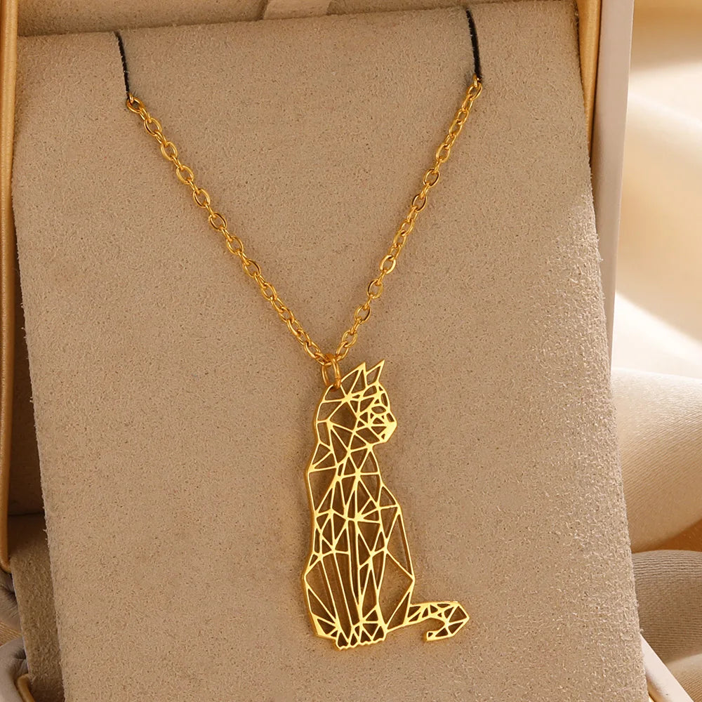 Gold Origami Animal Stainless Steel Pendant