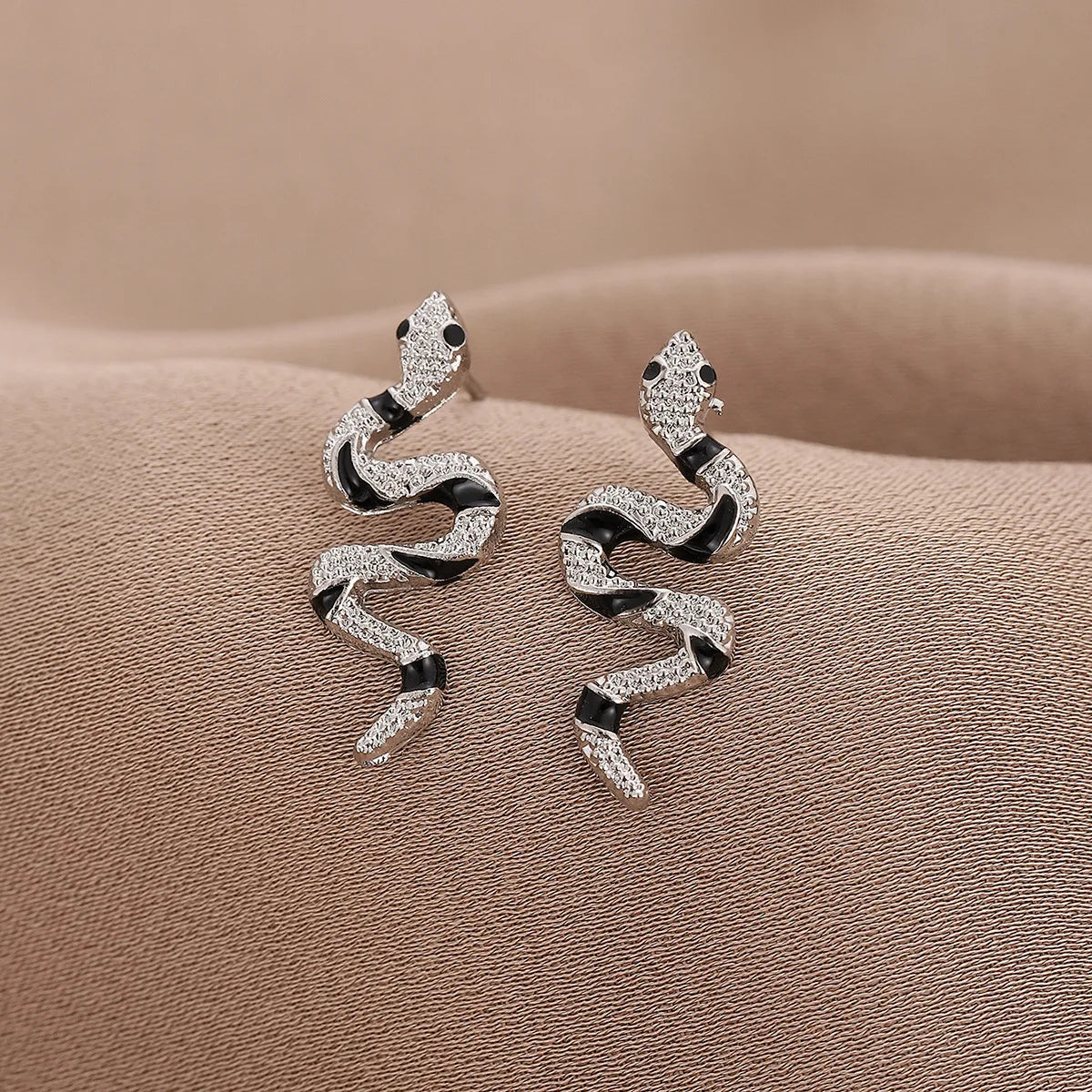 Trendy Gold Snake Stud Earrings